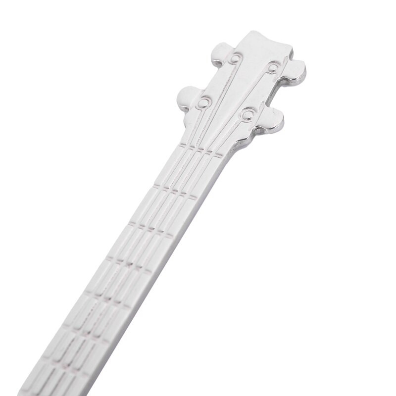Gitarové kávové lyžičky, 8 ks nerezových hudobných kávových lyžičiek, čajových lyžičiek, miešacích lyžičiek a lyžičiek na cukor (strieborné)