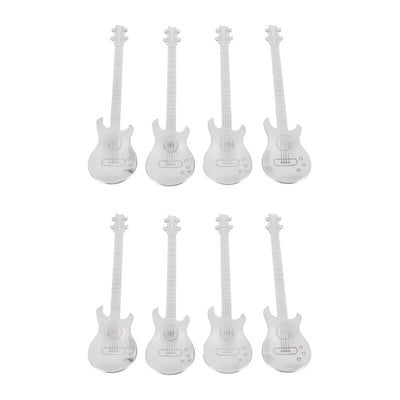 Gitarové kávové lyžičky, 8 ks nerezových hudobných kávových lyžičiek, čajových lyžičiek, miešacích lyžičiek a lyžičiek na cukor (strieborné)