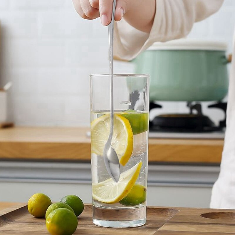 Naujas 3 vnt ilgos rankenos nerūdijančio plieno arbatos kavos šaukštas kokteilių ledų šaukštas šaukštas stalo įrankiai smaili galvutė