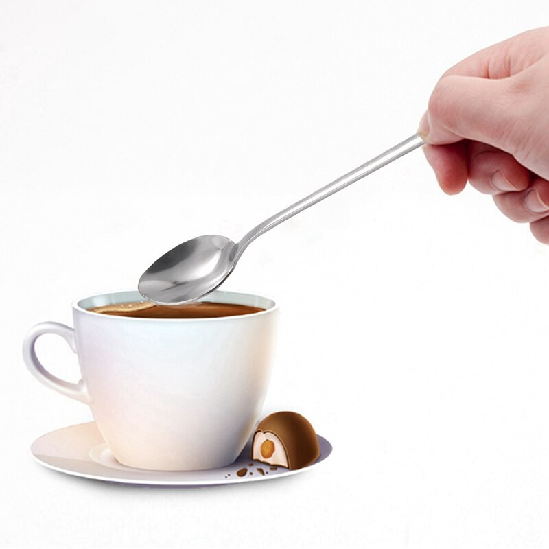 Naujas 3 vnt ilgos rankenos nerūdijančio plieno arbatos kavos šaukštas kokteilių ledų šaukštas šaukštas stalo įrankiai smaili galvutė