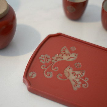Чиния за сухо приготвяне на чай Kungfu Чаен комплект Малка поднос за чай Чаена маса Керамична креативна чиния за японска кухня