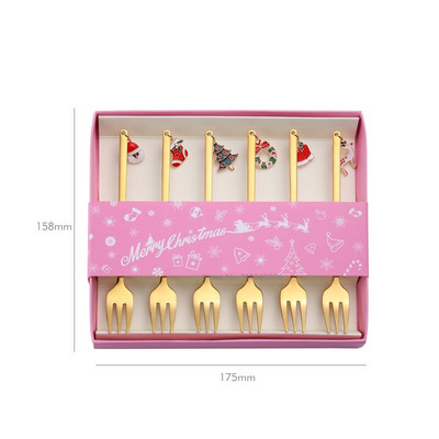 Seturi de furculițe cu linguri de cafea de Crăciun noi Linguri de amestecare pentru cafea Desert creativ Lopată de ceai Cutie cadou de Crăciun Accesorii pentru cafea