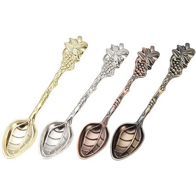 4Pcs Retro Palace Style Žličica za kavu Žličica za desert Mala žličica Žličica Golden Grape Kava Žličica za kolač