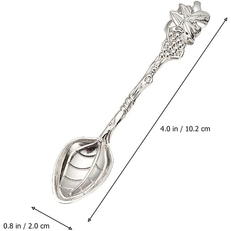 4Pcs Retro Palace Style Žličica za kavu Žličica za desert Mala žličica Žličica Golden Grape Kava Žličica za kolač