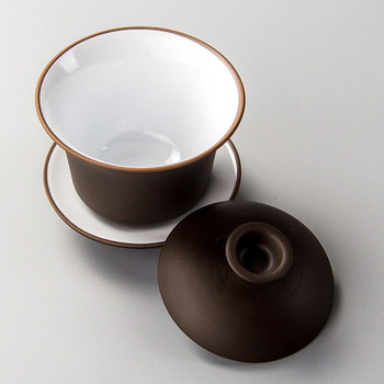 Висококачествена лилава глина Gaiwan Teaset Елегантна Gaiwan Китайска чаша за чай Teaware супник капак купа чинийка чай варя чаша чай