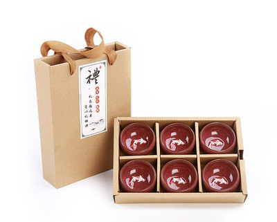 Dovanų paketas 6 vnt 3D Golden Fish China arbatos puodelių rinkinys, Kung Fu arbatos rinkinys Crackle Glaze Travel Tea Bowl Kinų arbatos puodelių rinkiniai