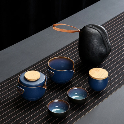Персонализирайте китайски кунг-фу чайник Керамичен преносим чайник Комплект за пътуване Gaiwan Чаши за чай Чаена церемония Чаена чаша Изящно ръчно гърне