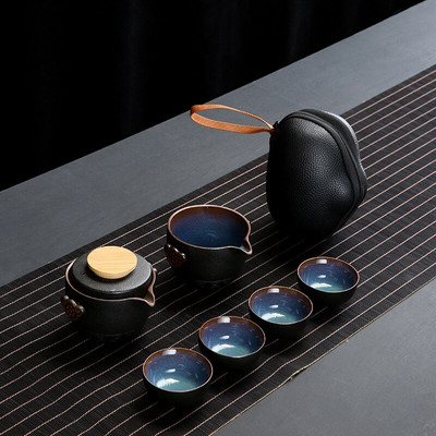 Персонализирайте китайски кунг-фу чайник Керамичен преносим чайник Комплект за пътуване Gaiwan Чаши за чай Чаена церемония Чаена чаша Изящно ръчно гърне