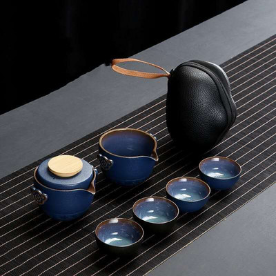 Персонализирайте китайски кунг-фу чайник Керамичен преносим чайник Комплект за пътуване Gaiwan Чаши за чай Чаена церемония Чаена чаша Изящно ръчно гърне