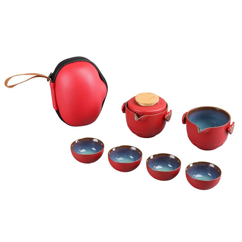 Персонализирайте китайски кунг-фу чайник Керамичен преносим чайник Комплект за пътуване Gaiwan Чаши за чай Чаена церемония Чаена чаша Изящно ръчно гърне