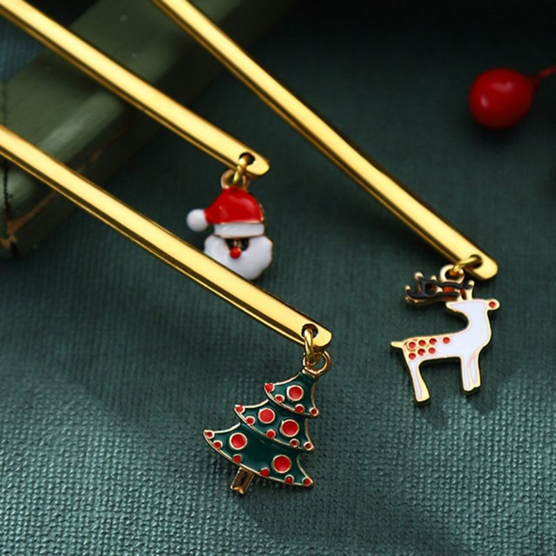 Лъжица за кафе от неръждаема стомана, 6 бр. Коледен венец, камбанки с дръжка, Лъжица за многократна употреба за смесване на лъжица за кафе