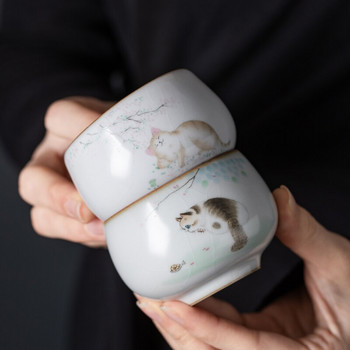 Голяма чаша за чай Ru Kiln Пътуване Лична чаша за медитация Ръчно изработена керамична купа за чай Pu\'er Master Cup Домакински сервиз за чай Аксесоари
