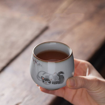Голяма чаша за чай Ru Kiln Пътуване Лична чаша за медитация Ръчно изработена керамична купа за чай Pu\'er Master Cup Домакински сервиз за чай Аксесоари