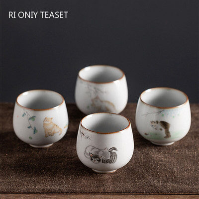 Nagy ru kemence teáscsésze utazási személyes meditációs csésze kézzel készített kerámia teástál Pu`er Master Cup háztartási teáskészlet kiegészítők