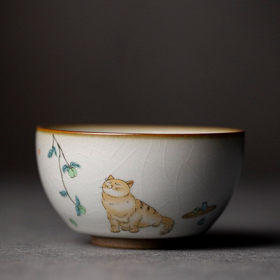 Голяма чаша за чай Ru Kiln Пътуване Лична чаша за медитация Ръчно изработена керамична купа за чай Pu'er Master Cup Домакински сервиз за чай Аксесоари