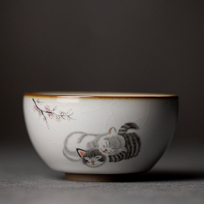 Голяма чаша за чай Ru Kiln Пътуване Лична чаша за медитация Ръчно изработена керамична купа за чай Pu'er Master Cup Домакински сервиз за чай Аксесоари