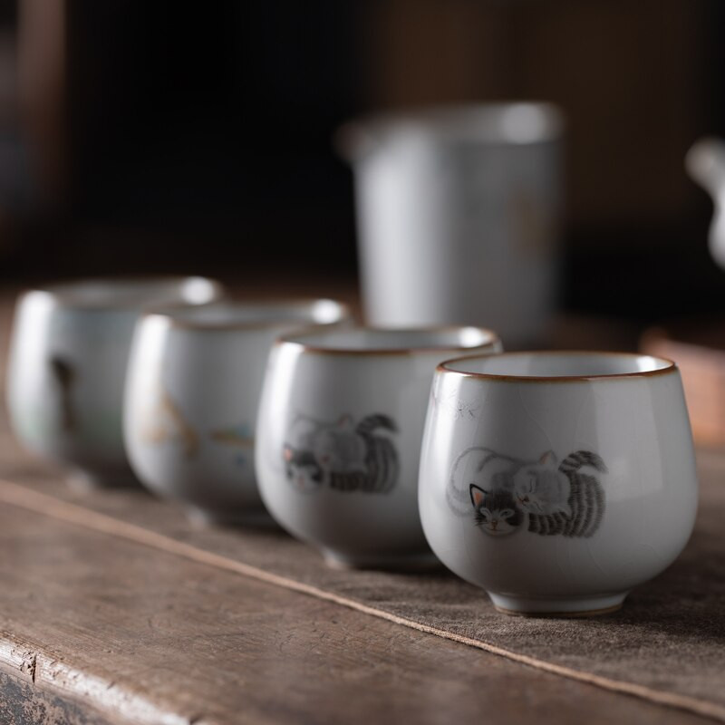 Голяма чаша за чай Ru Kiln Пътуване Лична чаша за медитация Ръчно изработена керамична купа за чай Pu'er Master Cup Домакински сервиз за чай Аксесоари