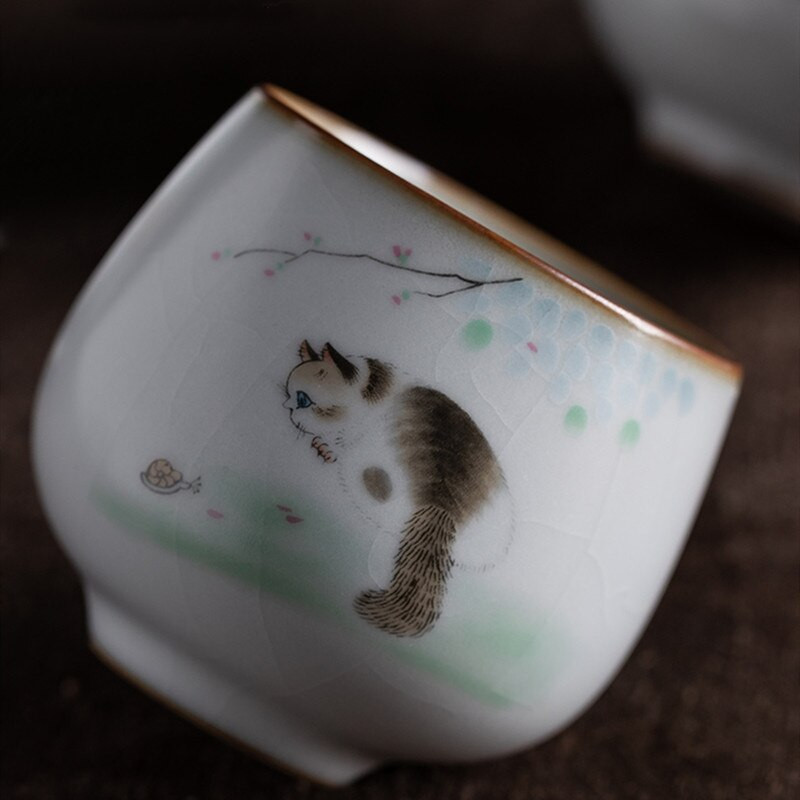 Голяма чаша за чай Ru Kiln Пътуване Лична чаша за медитация Ръчно изработена керамична купа за чай Pu'er Master Cup Домакински сервиз за чай Аксесоари