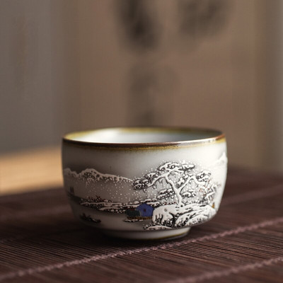 Китайски Ru Kiln Посуда Чаени чаши ChaZhan Anti Scaling Retro Teacup Ceramic Multicolor Master Personal Single Cup Drinkware