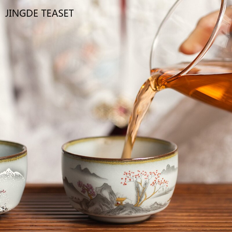 Китайски Ru Kiln Посуда Чаени чаши ChaZhan Anti Scaling Retro Teacup Ceramic Multicolor Master Personal Single Cup Drinkware