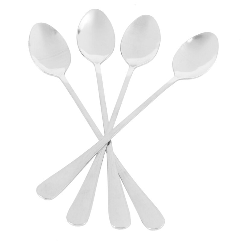 4 db rozsdamentes acél kávéskanál szuper hosszú kerek fej készlet