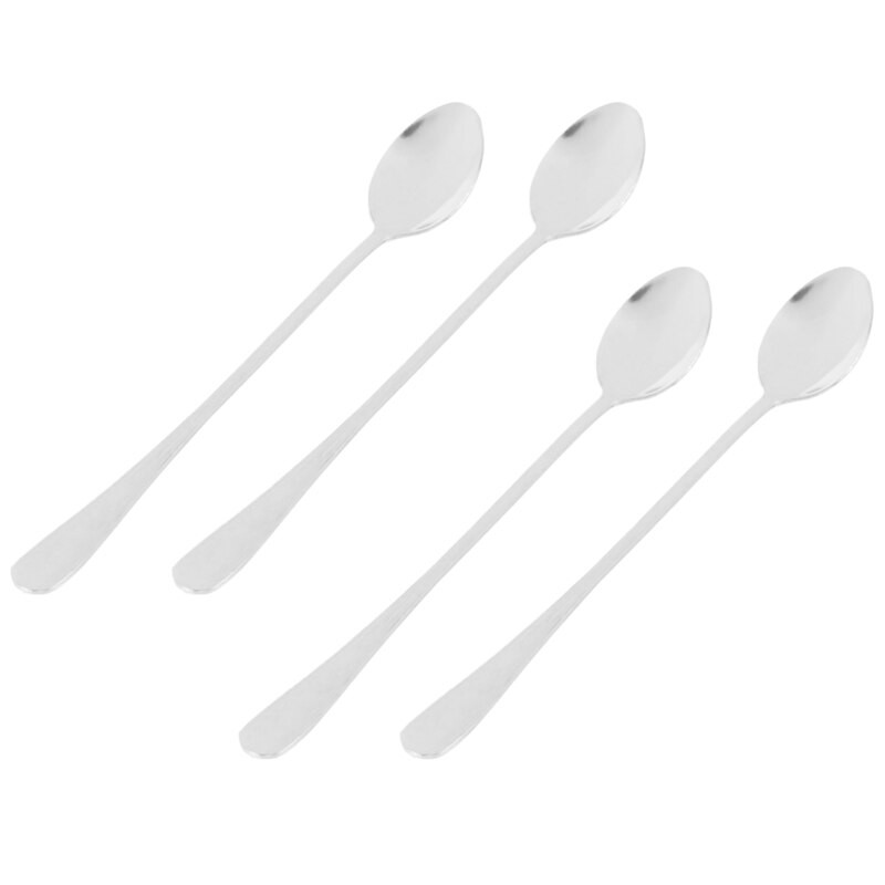 4 db rozsdamentes acél kávéskanál szuper hosszú kerek fej készlet