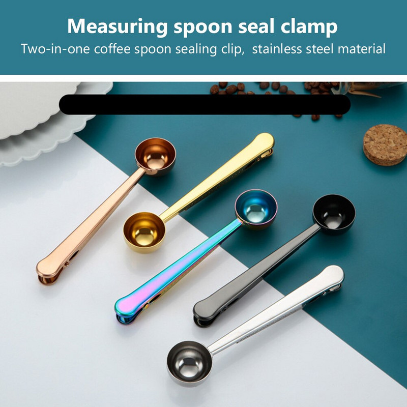 10 vnt rankenos maišelis tirpios arbatos kavos šaukštas virtuvės reikmenys nerūdijančio plieno ilgas sandarinimo segtukas „du viename“ espreso kavos dekoravimas