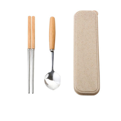 3 DB Kanál Villa Evőeszköz Hordozható étkészlet Ebéd étkészlet Dobozkészlettel 401 Rozsdamentes acél konyhai kiegészítők