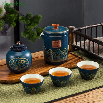 Σετ τσαγιού από κεραμική πορσελάνη Kung Fu Teaware Σετ τσαγιού εξωτερικού χώρου ταξιδιού Σετ τσαγιού Αντιζευτικό One Pot Τσαγιέρα Τριών φλιτζάνια με φίλτρο