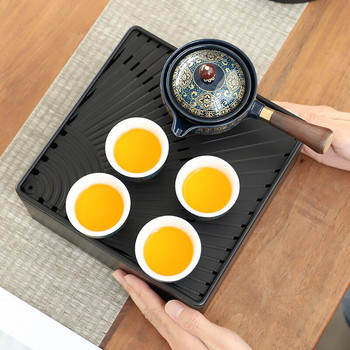 Порцеланов китайски сервиз за чай Gongfu Преносим комплект чайници с 360 въртене на машина за чай и инфузер Комплект за чайна церемония Чанта за чайник