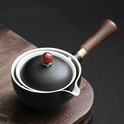 Set de ceaiuri din porțelan chinezesc Gongfu Set de ceainic portabil cu aparat de ceai cu rotație de 360 și infuzor Set de ceremonie a ceaiului Set de ceainic pungă