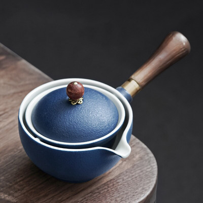 Set de ceaiuri din porțelan chinezesc Gongfu Set de ceainic portabil cu aparat de ceai cu rotație de 360 și infuzor Set de ceremonie a ceaiului Set de ceainic pungă