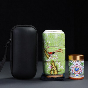 Творчески преносим Пътуващ керамичен сервиз за чай, една тенджера, две чаши, подаръчен комплект, порцеланов сервиз за чай Кунг-фу, чанта за съхранение, сервиз за чай, бизнес подарък