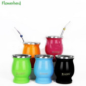 8 unces Yerba Mate tējas krūze Divsienu dabīgā ķirbja dzēriena trauki Argentīnas ķirbja formas viegli tīrāms nerūsējošais tērauds