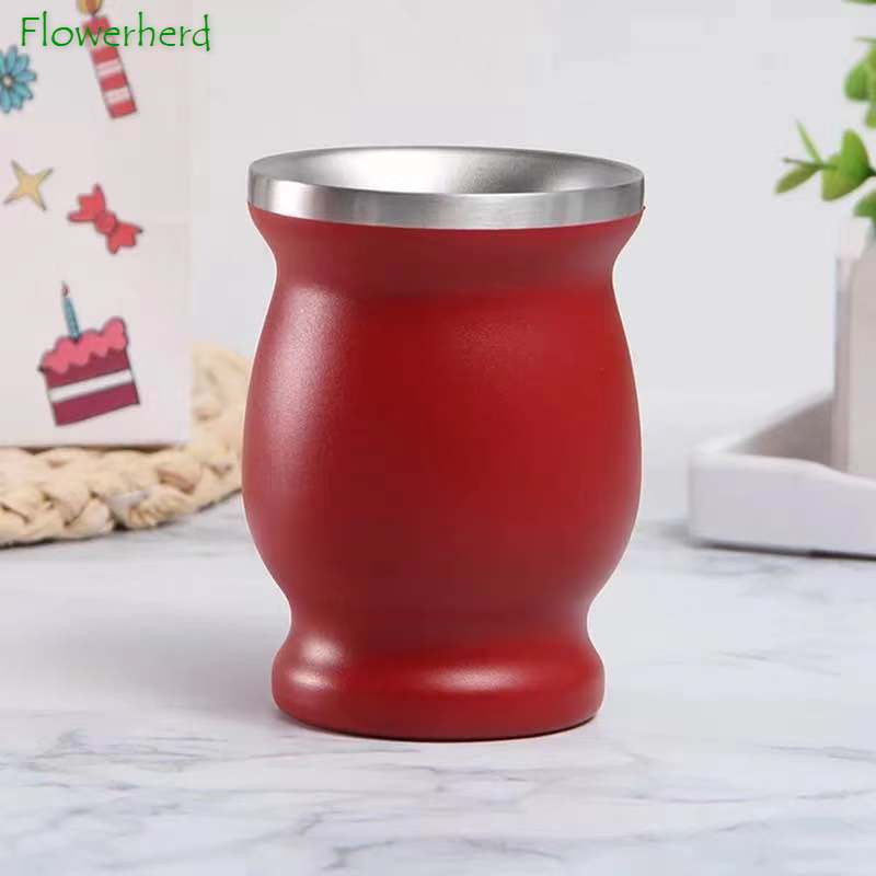 8oz Yerba Mate Чаша за чай с двойни стени от натурална тиква Сервиз за чай Аржентина Лесно почистване от неръждаема стомана с форма на тиква