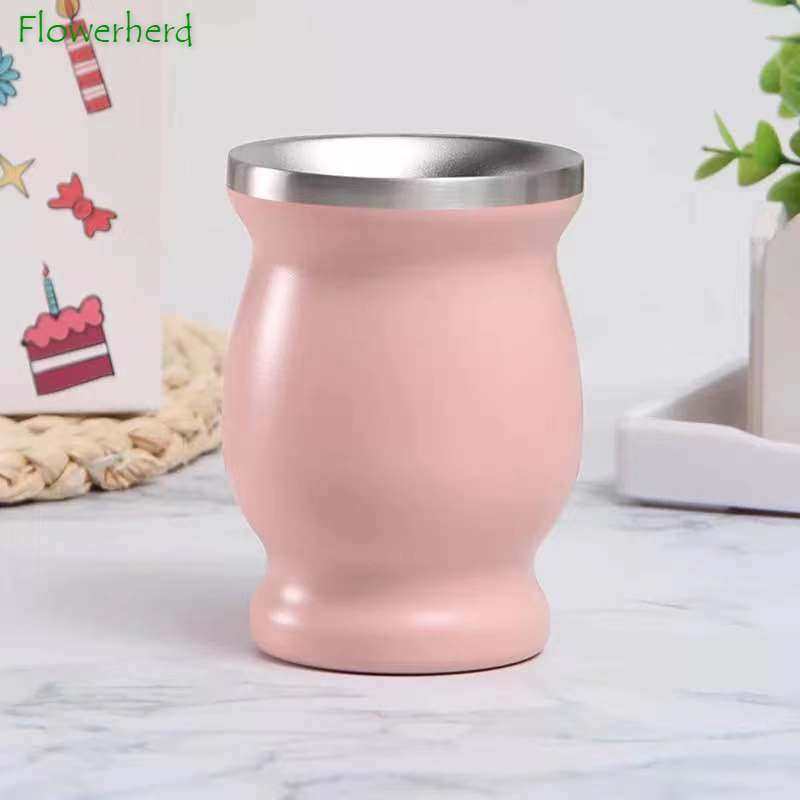 8oz Yerba Mate Чаша за чай с двойни стени от натурална тиква Сервиз за чай Аржентина Лесно почистване от неръждаема стомана с форма на тиква
