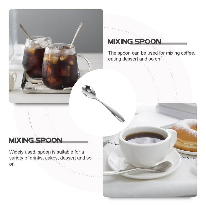 Šaukštas Šaukštai Kaušelis Pyragas Grietinėlė Ledas Cukrus Druska Vakarienė Kavos padažas Jogurtas Arbata Pudingas Desertas Espresso Mini Nerūdijantis plienas