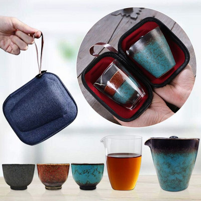 Creative Travel Portable Teapot Quik Cup Car Office Outdoor Tea Pot Gaiwan Kung Fu Tea Set Friend Gift Teasets 1 саксия и 4 чаши