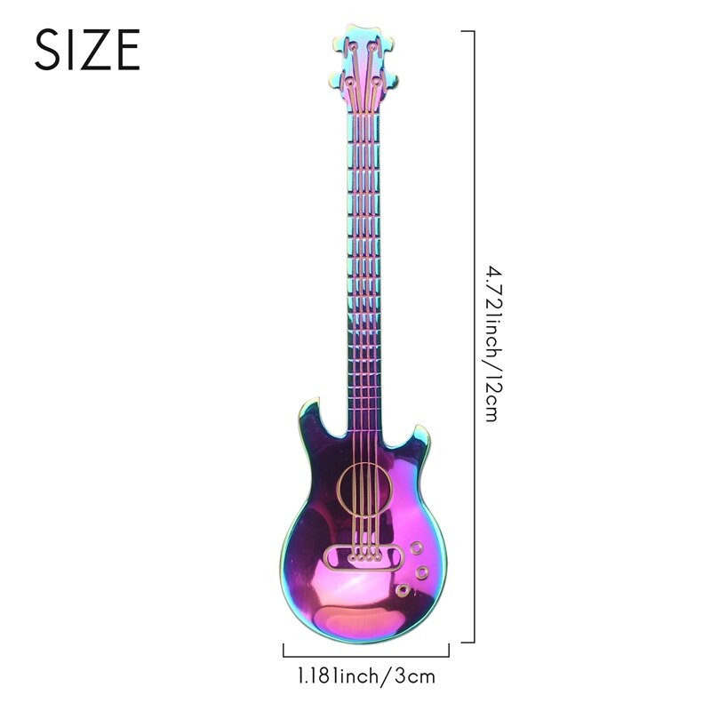 6 ks kávových čajových lyžičiek, gitarových lyžičiek, farebných dezertných lyžičiek z nehrdzavejúcej ocele, hudobných lyžičiek na demitasse, roztomilých kuchynských pomôcok na čaj.