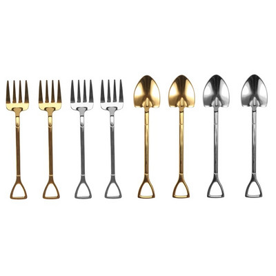 8 bucăți lopată lingură furculiță lopată cafea mâner furculiță în formă de desert