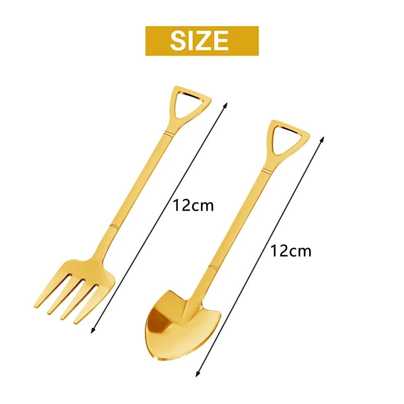 8 bucăți lopată lingură furculiță lopată cafea mâner furculiță în formă de desert