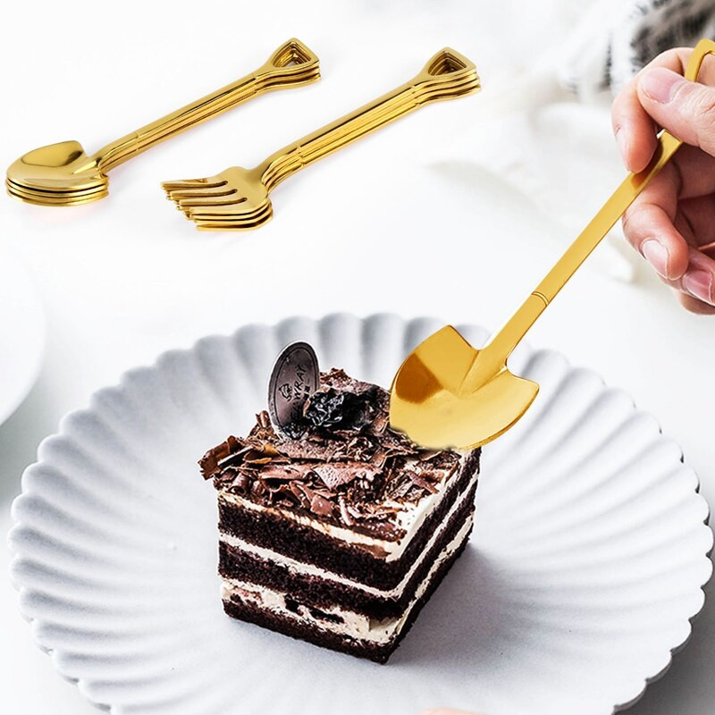8 bucăți lopată lingură furculiță lopată cafea mâner furculiță în formă de desert