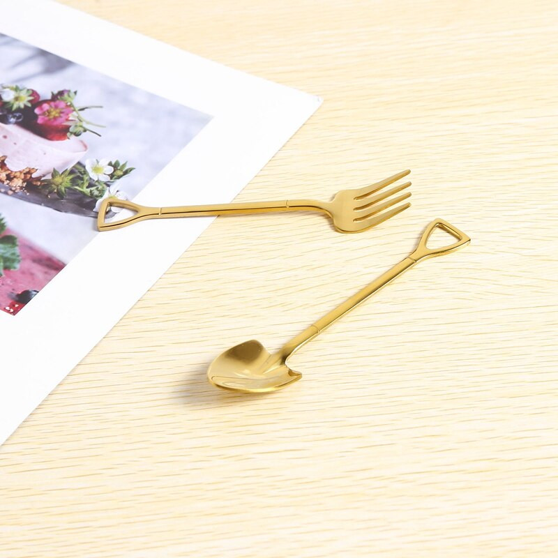 8 bucăți lopată lingură furculiță lopată cafea mâner furculiță în formă de desert