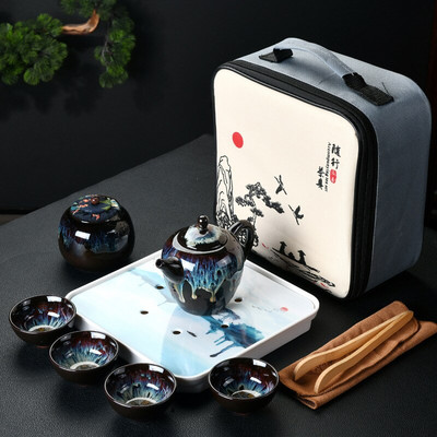 Čínska cestovná čajová súprava Kung Fu, keramická glazúrovaná kanvica na čaj, šálka Gaiwan, porcelánová čajová súprava, kanvice, súpravy čajového riadu, riad na nápoje, čajový obrad