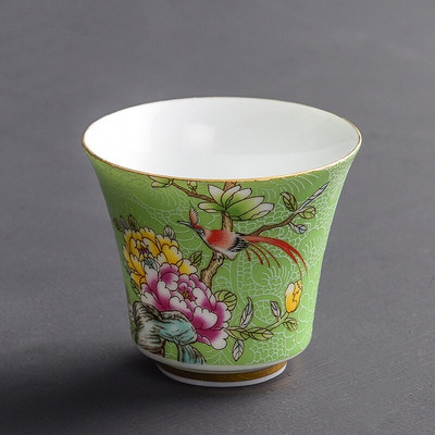 4 kom/set Jingdezhen izvrsna keramička šalica za čaj Ručno oslikano cvijeće i ptice emajl Set za čaj Putna prijenosna zdjela za čaj Master Cup