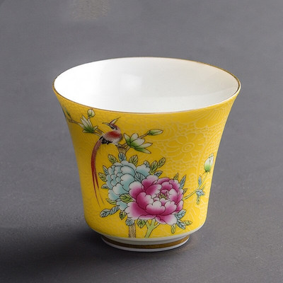 4 kom/set Jingdezhen izvrsna keramička šalica za čaj Ručno oslikano cvijeće i ptice emajl Set za čaj Putna prijenosna zdjela za čaj Master Cup