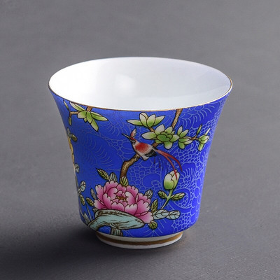 4 kom/set Jingdezhen izvrsna keramička šalica za čaj Ručno oslikano cvijeće i ptice emajl Set za čaj Putna prijenosna zdjela za čaj Master Cup
