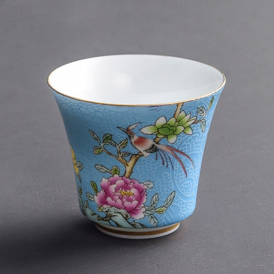 4 kom/set Jingdezhen izvrsna keramička šalica za čaj Ručno oslikano cvijeće i ptice emajl Set za čaj Putna prijenosna zdjela za čaj Master Cup