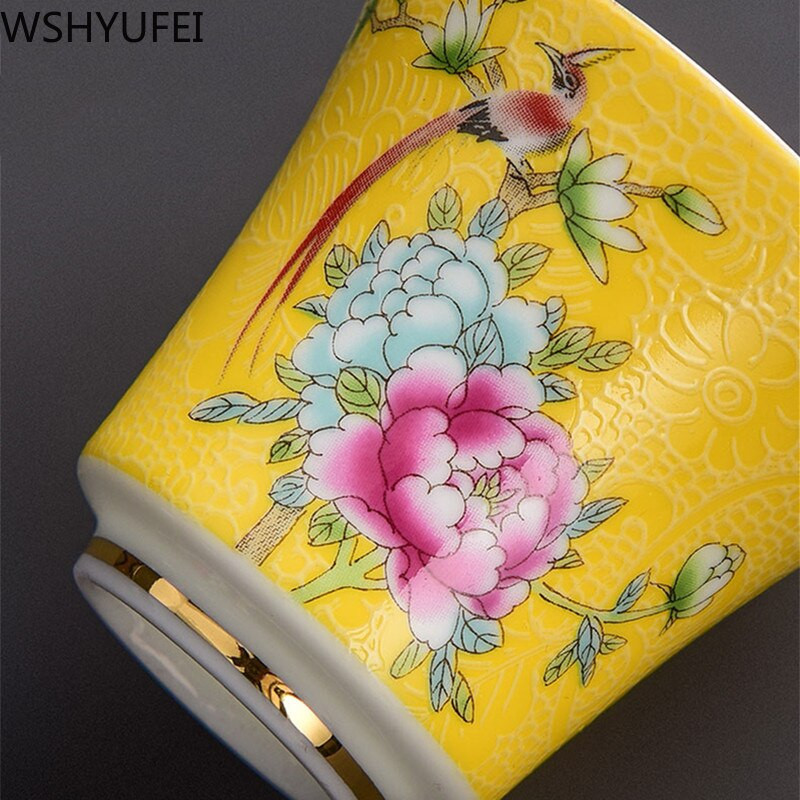 4 kom/set Jingdezhen izvrsna keramička šalica za čaj Ručno oslikano cvijeće i ptice emajl Set za čaj Putna prijenosna zdjela za čaj Master Cup