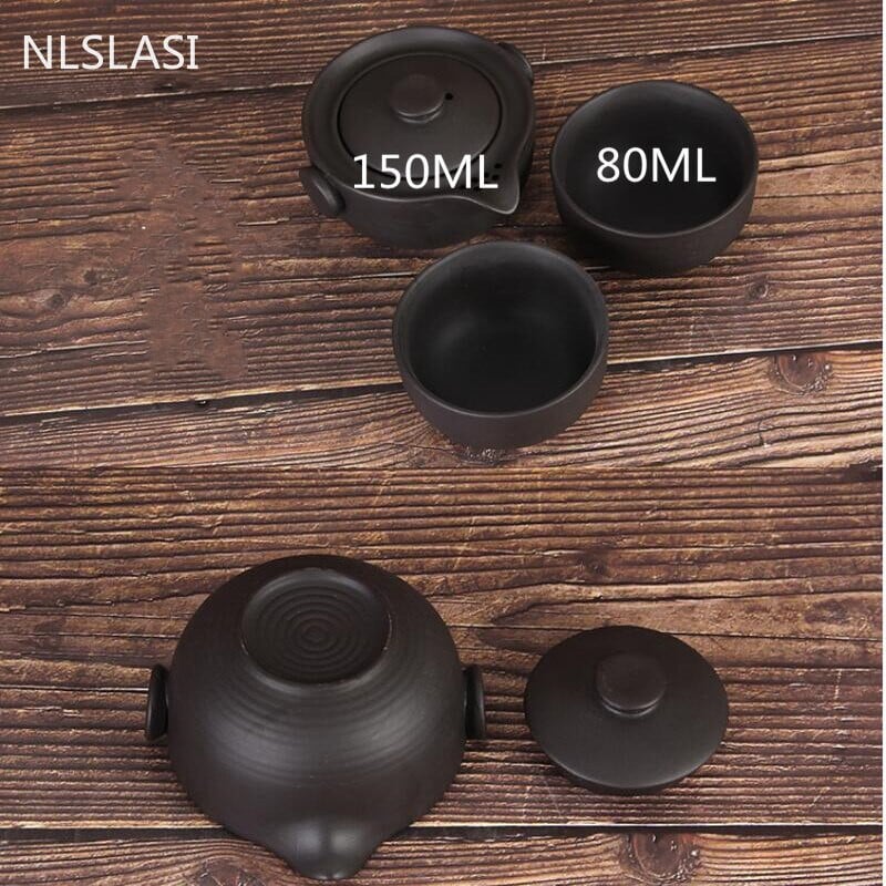 Hordozható utazási teáskészlet Yixing lila agyag teáskanna Quik edények Egy edény és két csésze teás edények kínai italos teáskannák